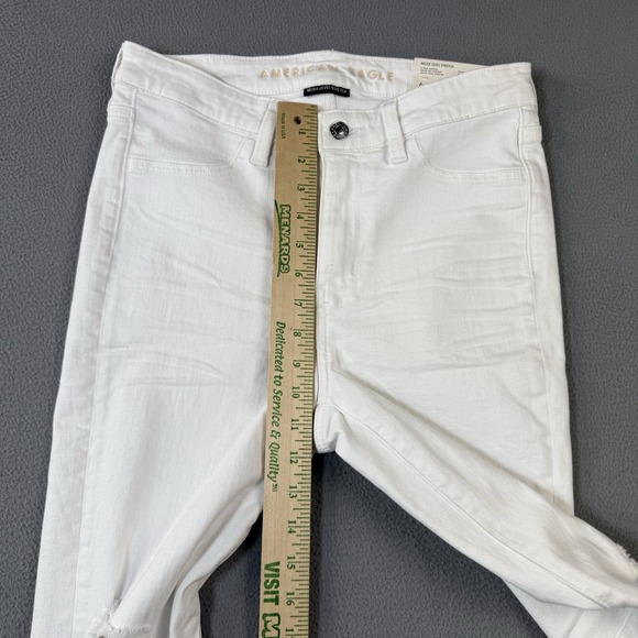 American Eagle Hi-Rise Jeggings Womens Jeans 6 White Next Level Stretch Raw Hem - Picture 8 of 10
